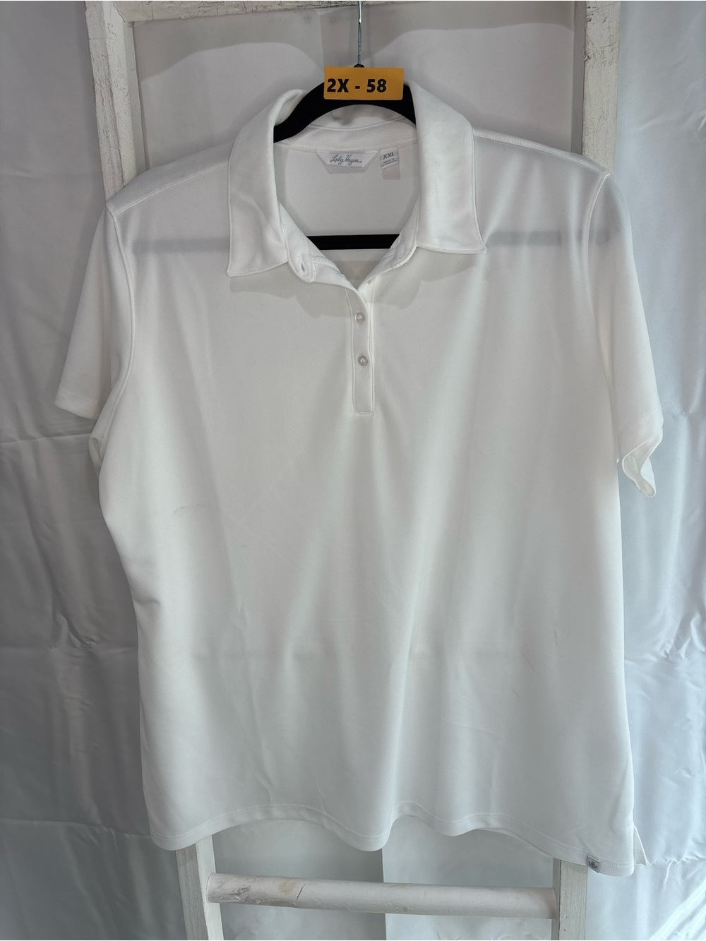 Lady Hagen White Short Sleeve Polo with Three-Button Placket